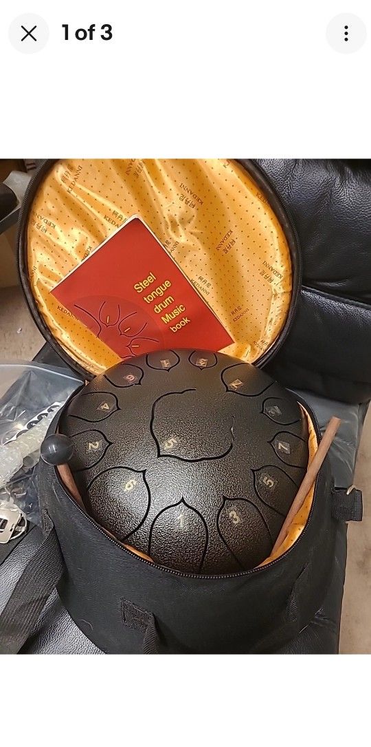 Steel Tongue Drum Brown 10 In 13 Note? Comes With Sticks, Bag, Fingertips