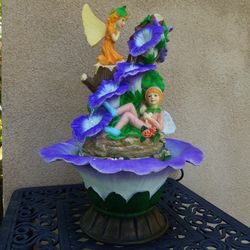 风水Waterscape Fairy Figure with Tiered Flowers and Cascading Waterfall Fountain for Feng Shui Relaxation Includes Electric Submersible Pump