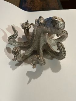 Silver Octopus Vintage Statue Sculpture Frgurine Gift for Home Office Living Room