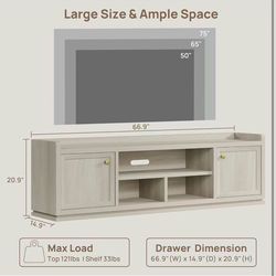 😀 TV Stand Entertainment Center - 67" TV Console for Living Room Modern TV Stand for Bedroom, Media Console with Shelf and Cabinet, Entertainment Sta