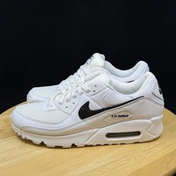 Women's Nike Air Max 90 Running Shoes - White Black - Size 10