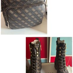 Guess Elegant Brown Backpack With NWT the Brown Guess Boots to match