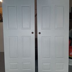 2 Hollow Core 32x80 6 Panel Doors , Already Painted