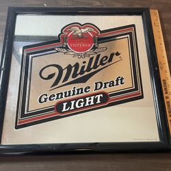 Vintage Miller genuine draft light beer mirror