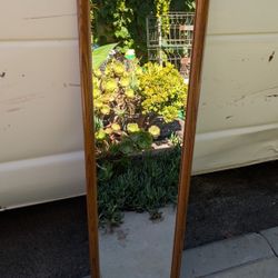 Vintage Solid Oak Frame Mirror 80s Retro Thicker Glass Floor Or Wall 