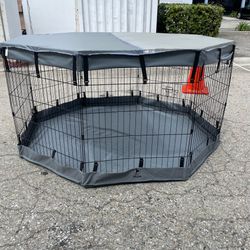 42” Tall Dog Playpen With Cover Dog Run, Dog Cage 8 Panels Fence with Door