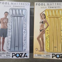 POZA Inflatable Giant Pool Mattress - Gold, and Silver Sparkle