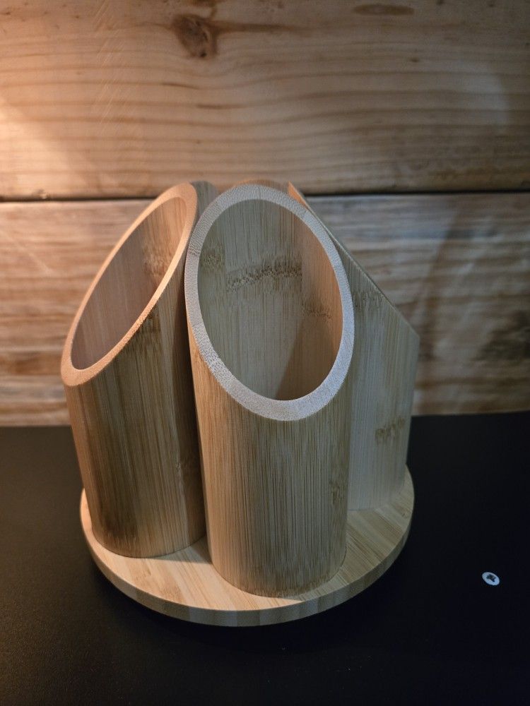 New.. Bamboo Rotating Utencil Holder