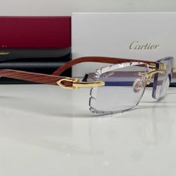 Cartier Brown Wood Sunglasses Buffalo Horn Glasses
