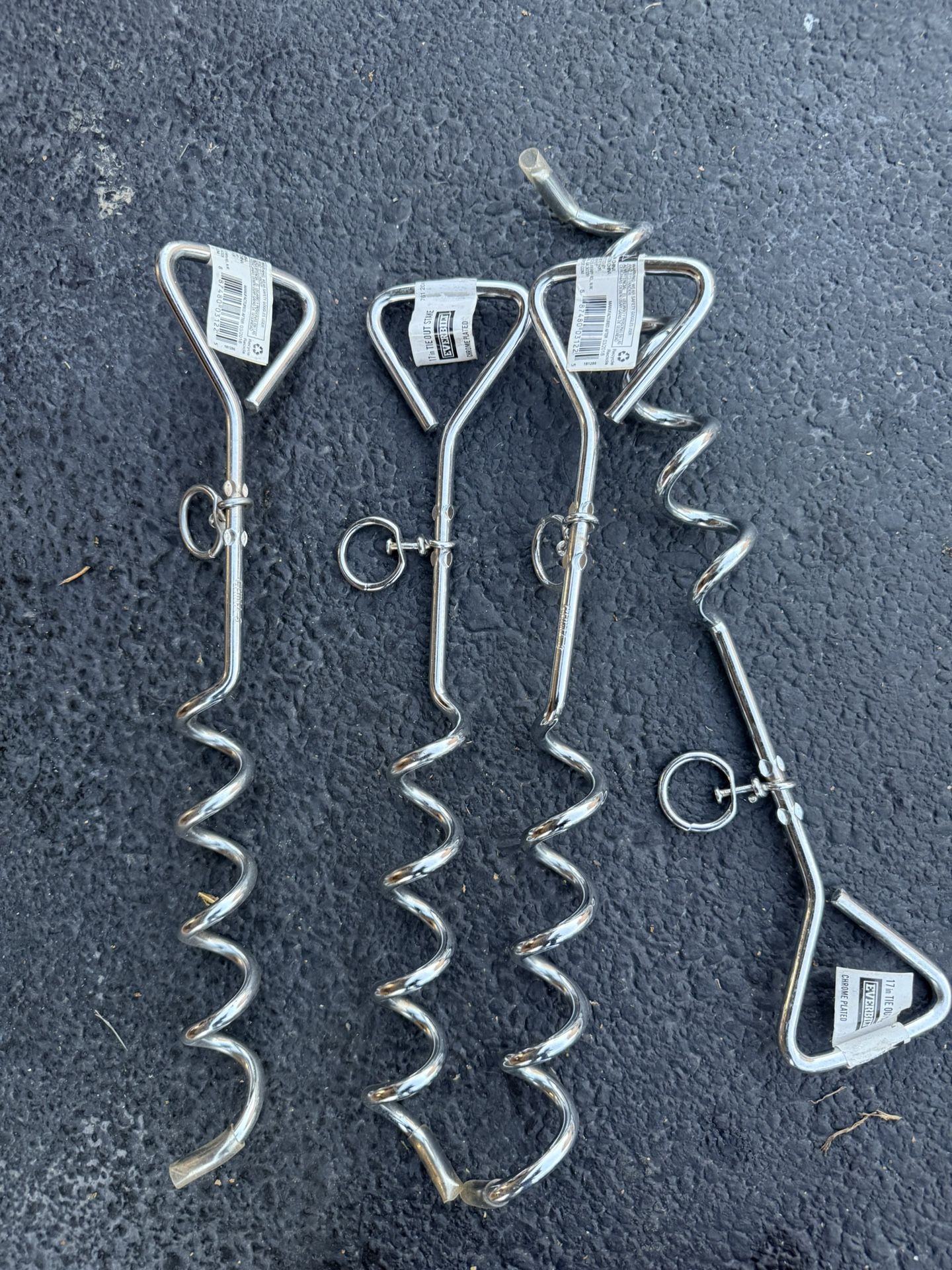 17in Chrome Tie Out Stakes . Great For Dogs Or Camping