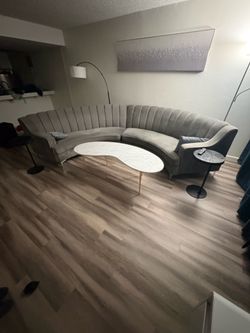 Curved Sectional w/ Marble Coffee table