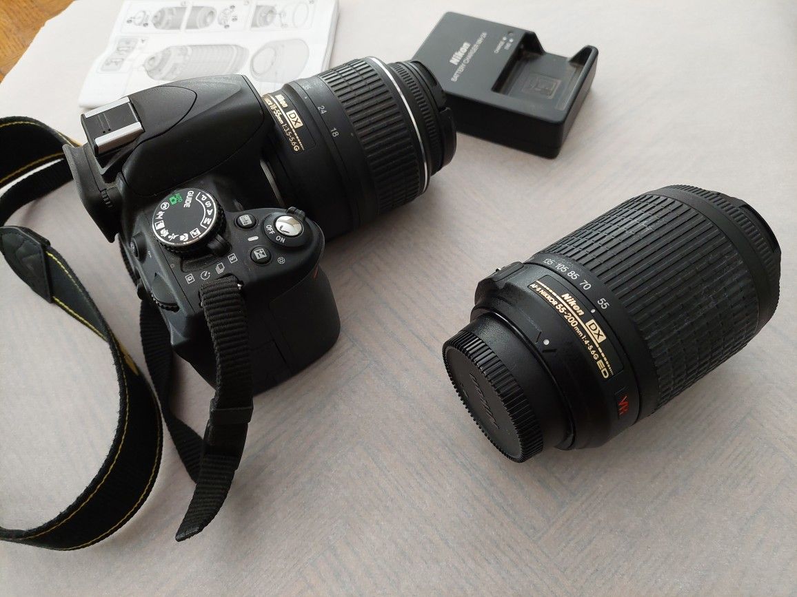 Nikon D3100 Camera, 2 Lenses, Carrying Case