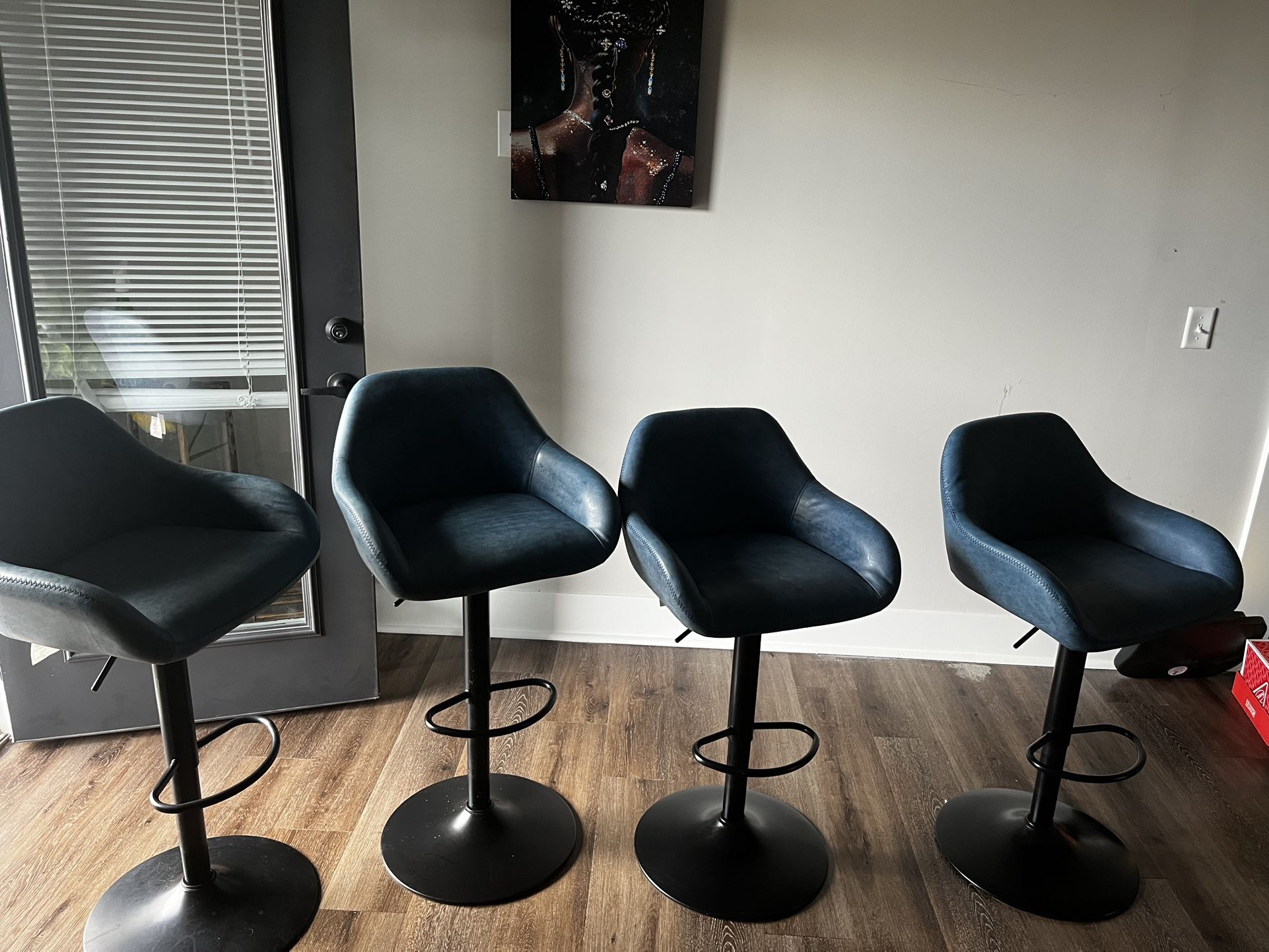 Yaheetech Bar Stools Set of 4, PU Leather Swivel Counter Height Barstools, Adjustable Bar Chairs with Backrest and Footrest, Kitchen Island Stool for