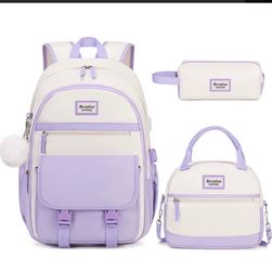 NEW Bevalsa 3-Piece Backpack Set – Purple & White