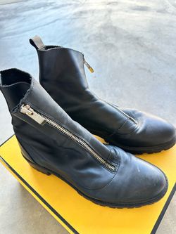 Zara Black Leather Zip Ankle Boots