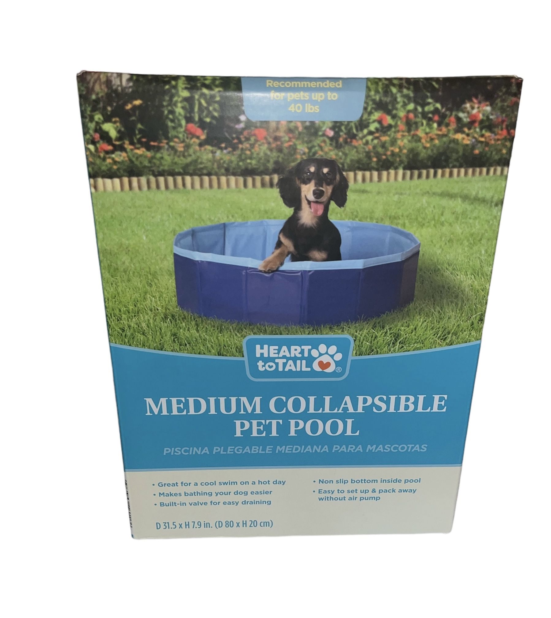 HEART TO TAIL Large Collapsible Pet Pool Size Medium D 31.5 x H 7.9 (BNIB)