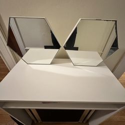 Twin Octagonal Mirrors/White/Metal Frames