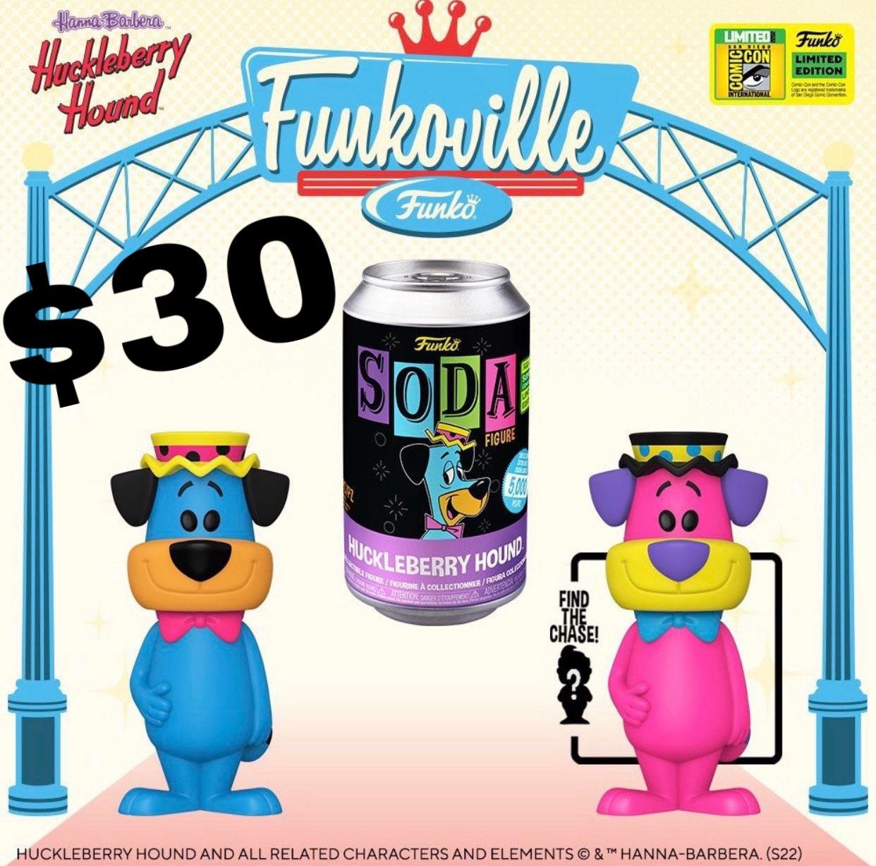(NEW) Funko Soda Hanna-Barbara Huckleberry Hound Blacklight Soda (SDCC 2022 Exclusive)(LE 5,000) Perfect Gift for any Hanna-Barbara Collector