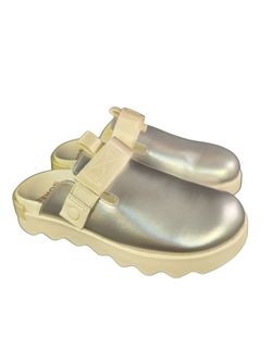 SOREL VIBE WOMEN SHOES CLOGS MULES METALLIC SILVER WHITE SIZE 7.5/38.5 MINT