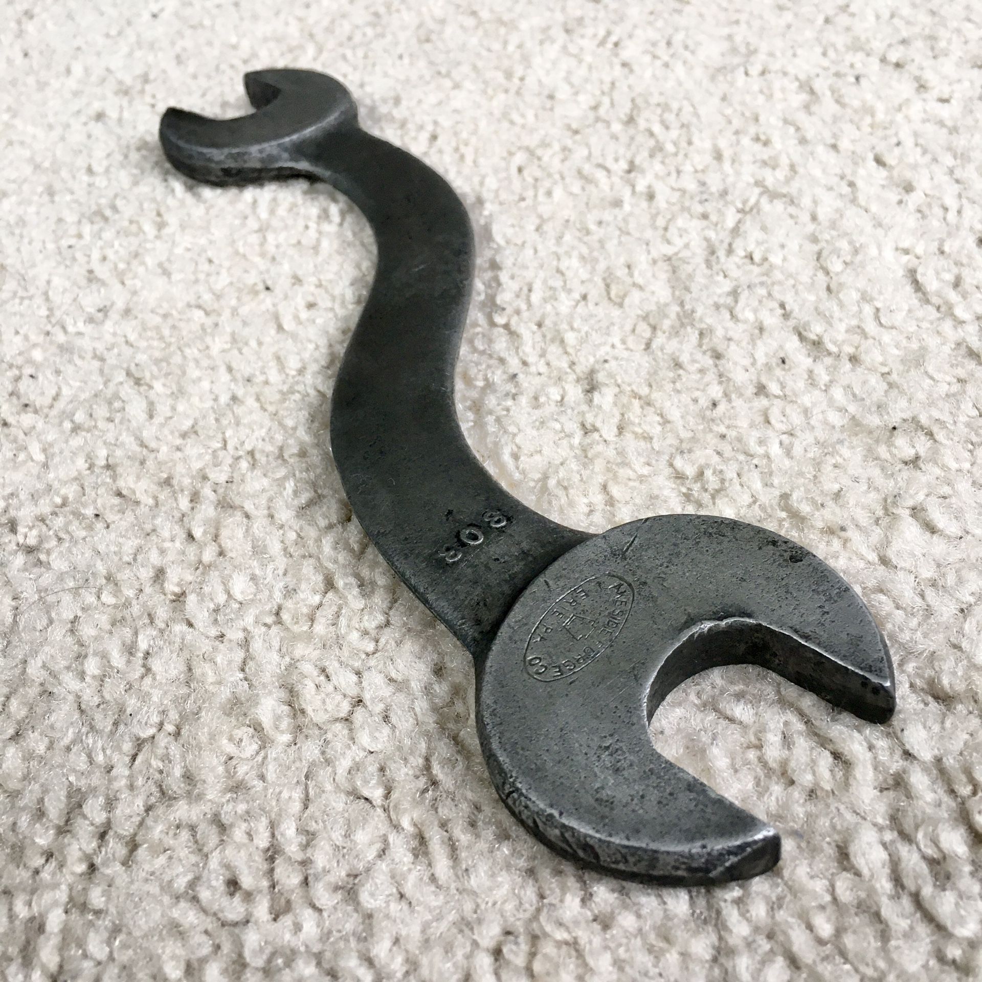 Vintage 1920s LAKESIDE FORGE COMPANY Open End Curved Wrench #803 - Erie, PA - RARE!!