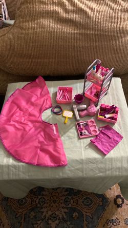 Pretty pink salon chair and accessories