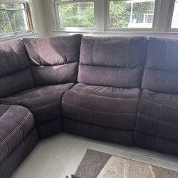 Beautiful Plush  Chocolate Family Size Sectional 