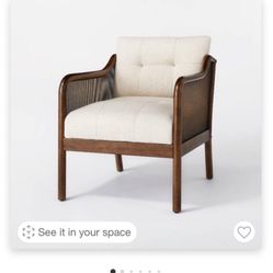 Two Woodspring  caned Accent Chairs And Ottoman 
