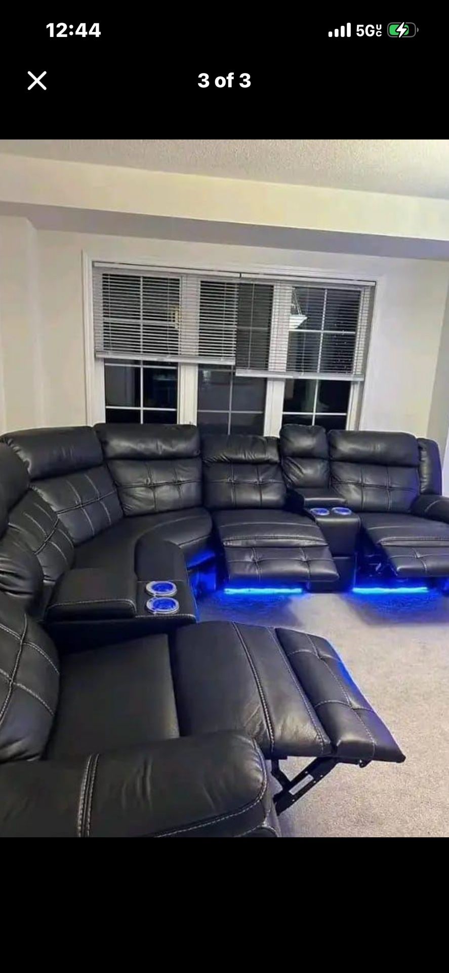 Beautiful Elegant Upscale Luxury Back Italian Leather All Electric Powered With LED Lighting Sectional Sofa