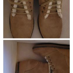 Sz 10 JCrew Suede & Shearling Wedge Boots