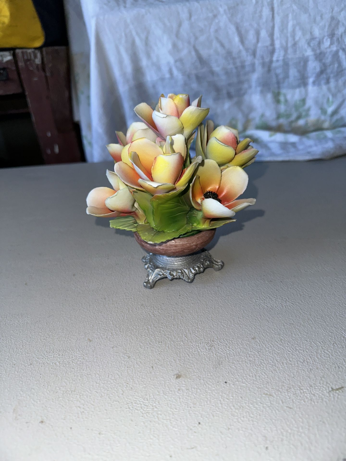 Vintage Capodimonte Plant Figurine