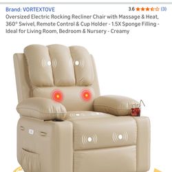 Oversized Electric Heat , Massage, Rocker Recliner 