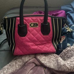 Betsey Johnson Luv Y2K Quilted Heart Pink Black Purse