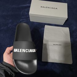 Black Balenciaga slides