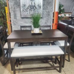 Beautiful 6 Pc Expresso Counter-height Dining Set (New)