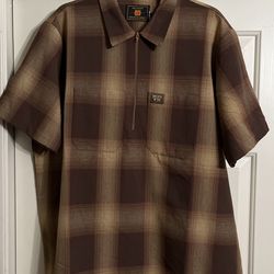 Fb County Short Sleeve Checker Half Zip Shirt