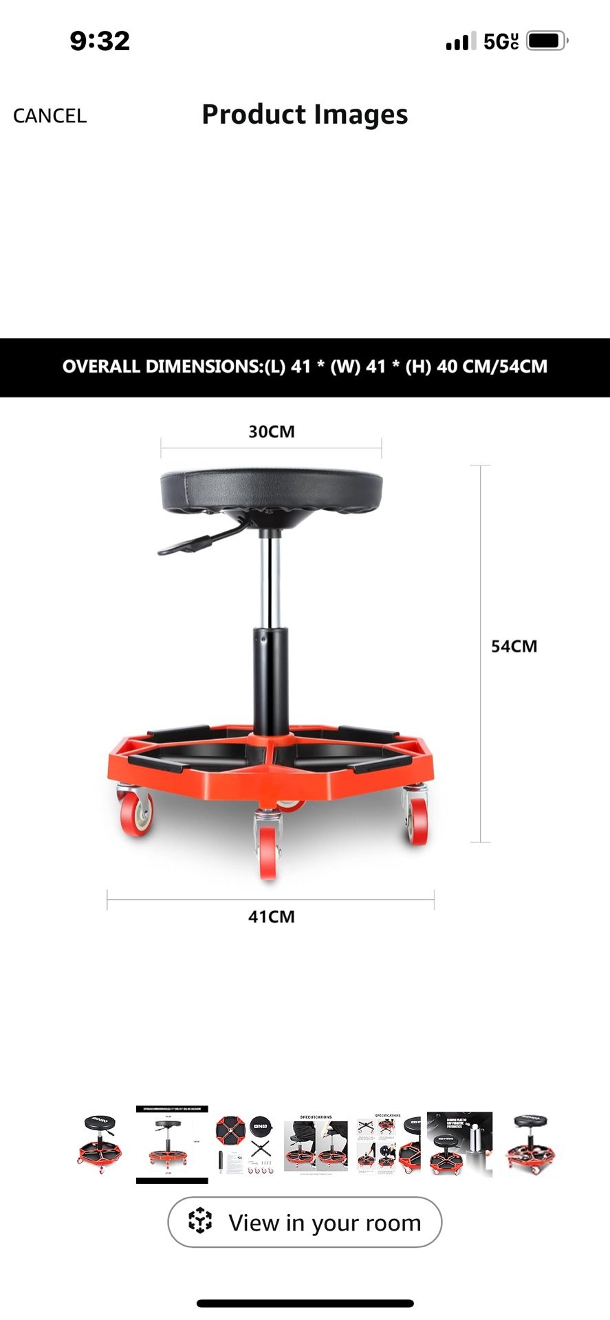 DNA MOTORING TOOLS-00253 Adjustable Height Pneumatic Garage Seat Rolling Mechanic Stool with Tool Tray Storage,300lbs Max Weight Capacity