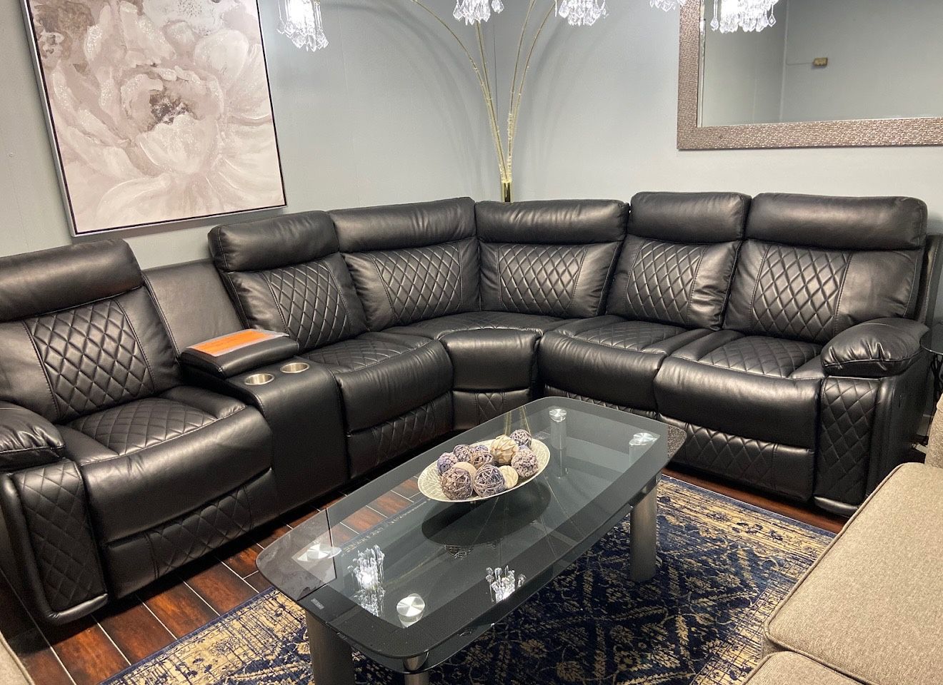 Black Leather Recliner , Recliners , Sectionals,