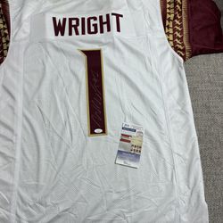 Winston Wright Signed Autograph Custom Jersey - JSA Coa - Florida State Seminoles