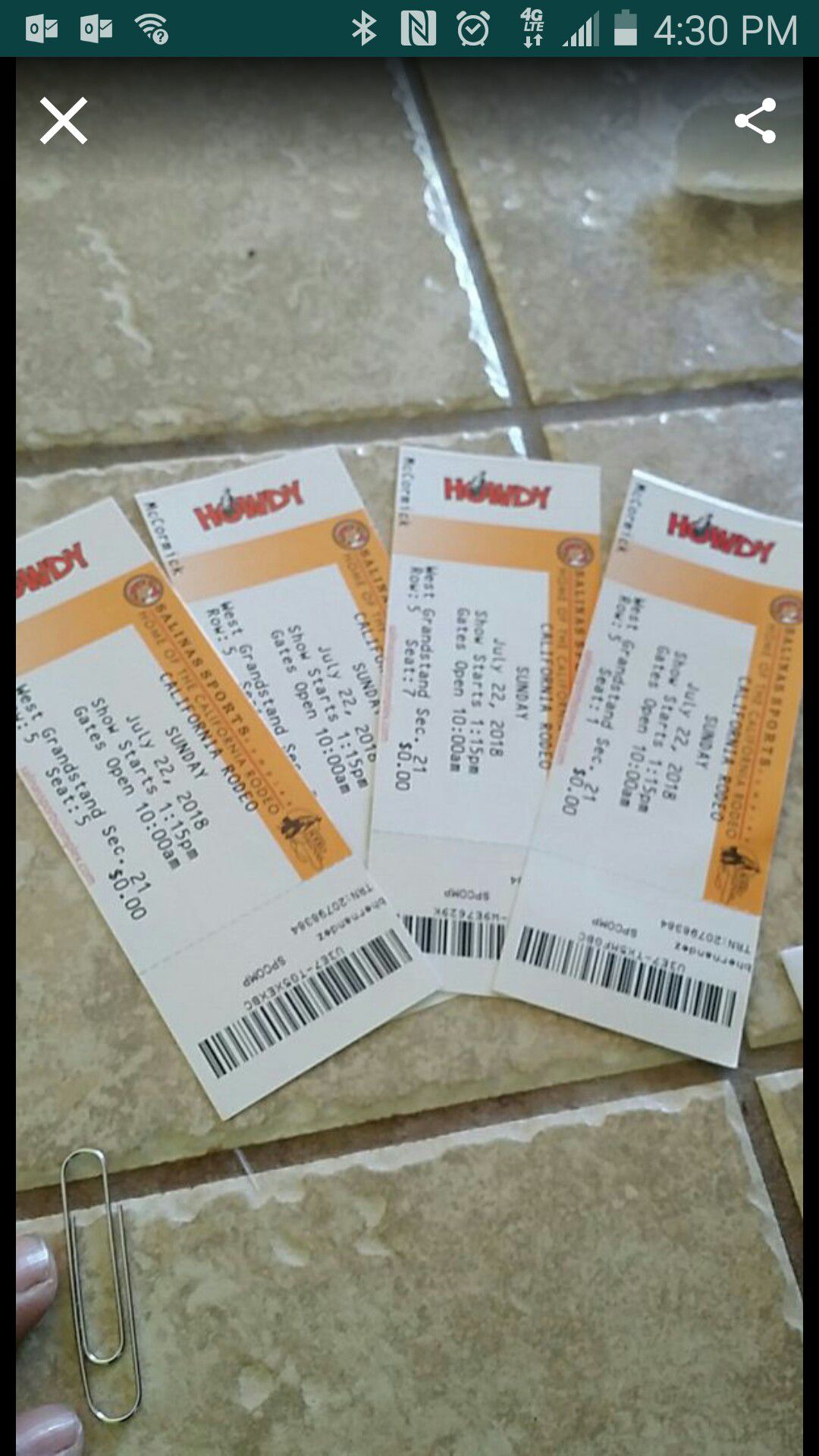 Rodeo tickets for 7/22
