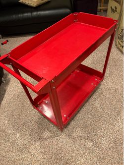 Red steel service cart