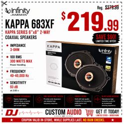 Infinity Kappa Series 683XF Car Speakers 6x8" 2-Way Coaxial Speaker System 300 Watts 🚨 Payment Options Available 🚨 No Credit Needed 🚨