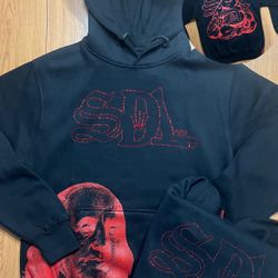 RED rhinestone SDL HOODIE