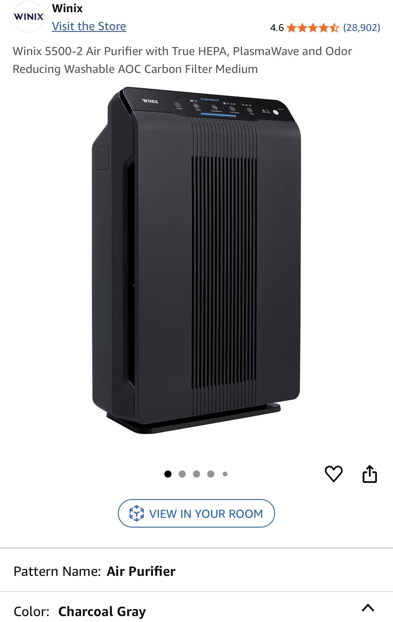 Moving Sale: Winix 5500-2 Air Purifier with True HEPA, PlasmaWave and Odor Reducing Washable AOC Carbon Filter Medium