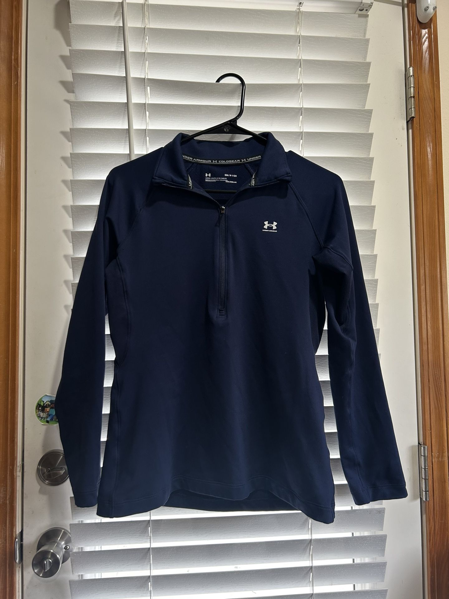 Under Armour Coldgear Blue Sweater, 1/4 zip, Size Small, long sleeve, athletic