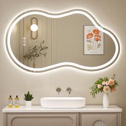 40x24 LED Bathroom Mirror – Irregular Cloud Shape, Front & Backlit