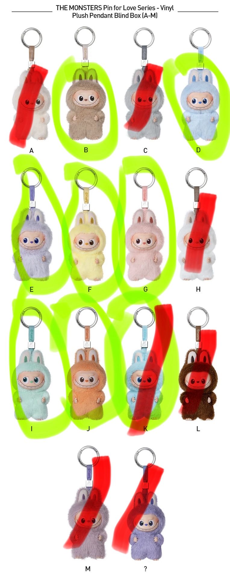 Popmart - Pin For Love Labubu A-M