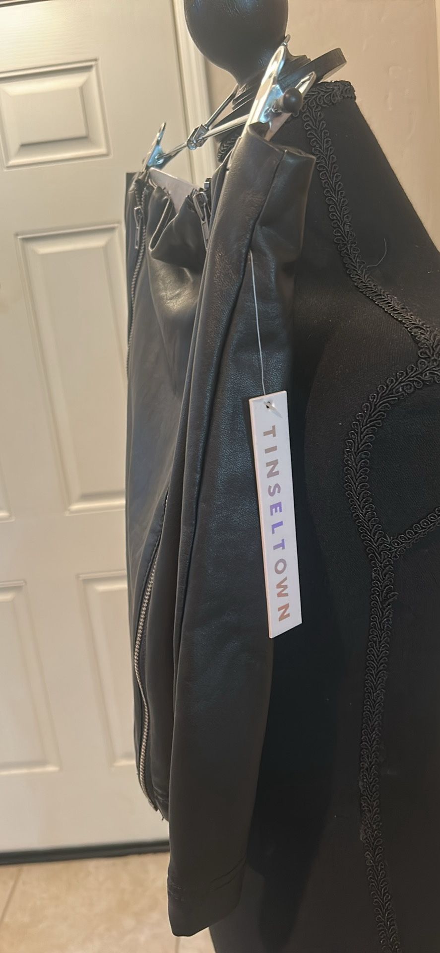 Black leather type skirt