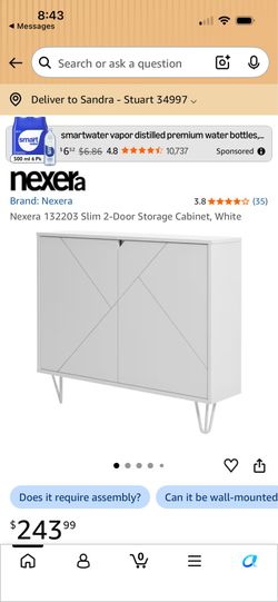Slim 2-Door Storage Cabinet, White