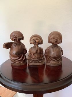Set of 3 Vintage Carved Wood Choir Singers Figurines