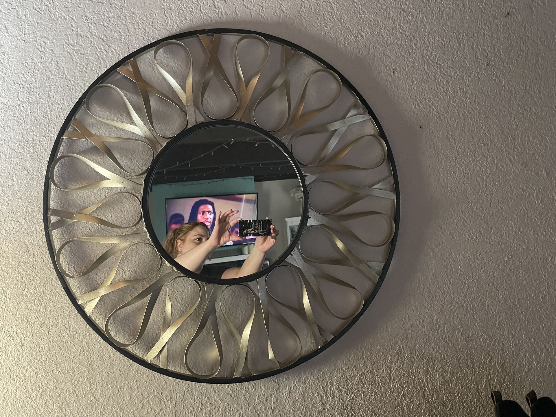 Large Art Deco round Wall Mirror